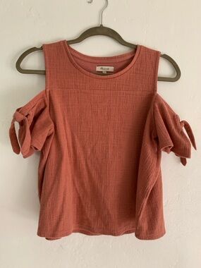 Madewell Dusty Rose Cold-Shoulder Tank with Tie Sleeves
